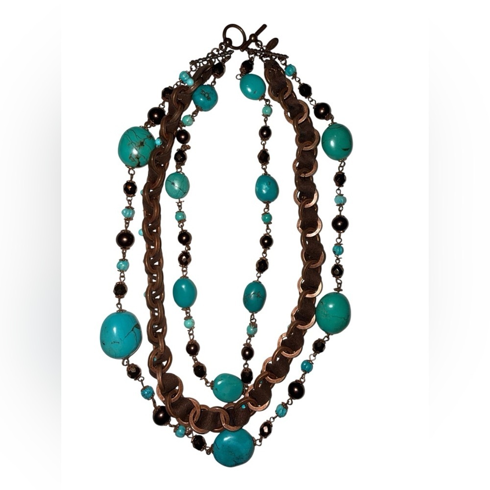 Miriam Haskell Turquoise and Brown Beaded Necklace